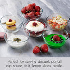 Volarium CRYSTALIA Small Glass Bowls for Kitchen Prep, Modern Round Serving Dishes for Dessert, Salad, Fruit, Pudding, Candy, Cereal, Ice Cream, Stackable Bowls Set of 6 (Medium 7 1/4 oz)