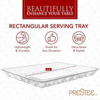 Prestee 24 Plastic Serving Trays 9x13 Inches Rectangular Disposable Serving Trays and Platters for Parties, Clear Plastic Tray for Food, Trays for Serving Food, Party Platters and Trays, 24pk