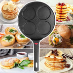 Pancake Pan Nonstick-Suitable for All Stovetops & Induction Cooker, 10.5 Inch Mini Silver Dollar Grill Blini Griddle Crepe Pan, 4 Molds Cake Egg Skillet, 100% PFOA Free Coating