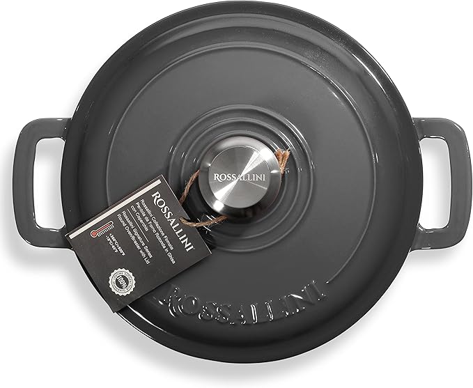 Signature Enameled Cast Iron Dutch Oven, Non-Stick Serving Pot with Tight Fitting Lid for Perfect Roasting, Baking, Sauteing, and Bread Making | 13.5Q (12.7L) - Oyster Grey
