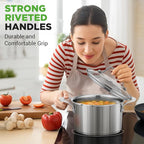 NutriChef 6-Quart Stainless Steel Stockpot – 18/8 Food Grade Heavy-Duty Induction-Compatible Pot with See-Through Lid, Ideal for Stews, Broths, Simmering & Soups, Dishwasher Safe – NCSP6
