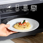 fMBB 4-Piece Salad Plates Set, 8 inch Ceramic Lightweight Round Plate Dessert Dish, Smooth Glaze - White Modern Dinnerware Set for Kitchen Serving