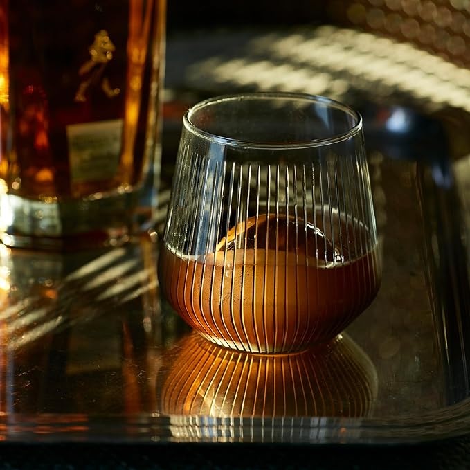 Rituals Whiskey Glasses Set of 2 Old Fashioned Tumblers, Bar Glasses 10 Oz Rocks Barware For Drinking Scotch Whisky, Cocktail Rum, Cognac, Bourbon, Unique Housewarming Gifts