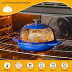 Velaze Enameled Cast Iron Dutch Oven for Bread Baking,5 QT Round Bread Oven Pot with Dome Lid for Sourdough, Roasting,Braising(Blue)
