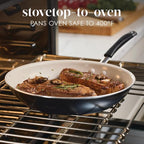 Rachael Ray Cucina Ceramic Nonstick Frying Pan/Skillet, 12.5 Inch Non Stick Open Fry Pan, Dishwasher Safe - Peppercorn