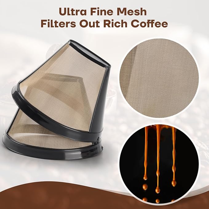 Reusable Coffee Filters 4 for Permanent Filter for Ninja Coffee Maker for Cuisinart Filter Basket Replacement (2 Coffee Filters and 2 Coffee Coasters)