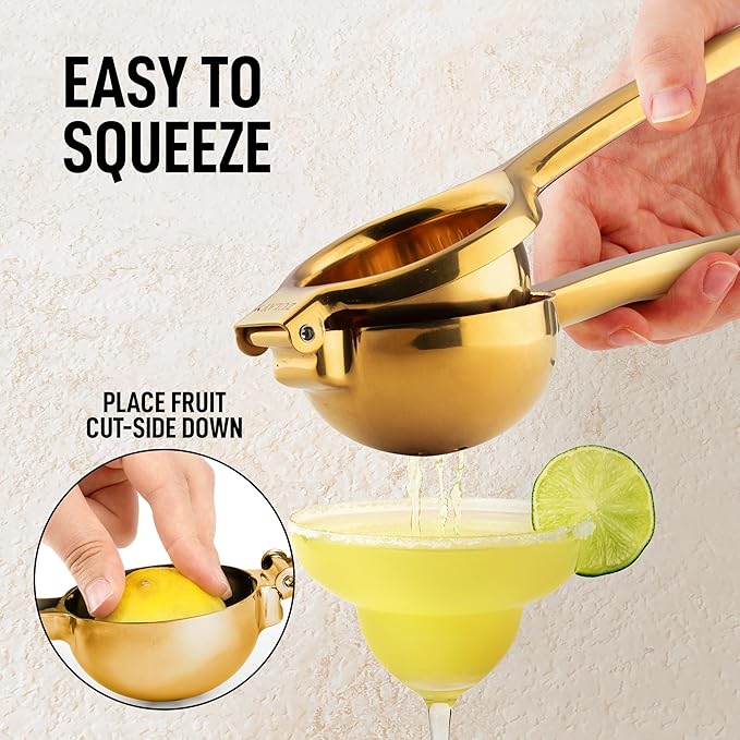Zulay Extra Large Lemon Squeezer Stainless Steel - Easy Squeeze Heavy Duty Lemon Juicer Hand Press - Ergonomic Citrus Squeezer & Fruit Juicer for Small Oranges, Lemons, & Limes