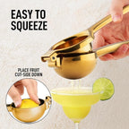 Zulay Extra Large Lemon Squeezer Stainless Steel - Easy Squeeze Heavy Duty Lemon Juicer Hand Press - Ergonomic Citrus Squeezer & Fruit Juicer for Small Oranges, Lemons, & Limes