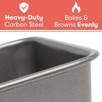 Cooking Light Heavy Duty Nonstick Bakeware Carbon Steel Bread Pan or Loaf Pan with Quick Release Coating, Manufactured without PFOA, Dishwasher Safe, Oven Safe, 9.25-Inch x 5.25-Inch, Gray