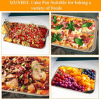 Non-Stick Cake Pan with Lid 9x13 Inch Gold Baking Cake Pan with Plastic Lid, High Sided Sheet Bakeware for Cakes, Brownies, Casseroles