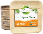 Raj Palm Leaf Plates [50-Pack] 10" Square Plates like Bamboo plates Disposable, Strong, Decorative Compostable Tableware for wedding, Lunch, Dinner, Birthday, Camping, Outdoor BBQ, Picnic…