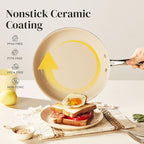 Redchef Ceramic Nonstick Cookware Set,14pcs Pots and Pans Set Non Stick,Induction Cookware with Stainless Steel Handle,Non Toxic Kitchen Cooking Set,Dishwasher & Oven Safe,PFAS PFOA & PTFE Free