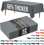 Exquisite 66% Thicker Premium Plastic Table Cloth Rectangle Table Cover 0.5 Mil 12 Pack Silver Table Cloth 54 Inch x 108 Inch Disposable Tablecloth Won't Tear Easily Like Cheap Thin Brands