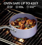 KOCH SYSTEME CS Nonstick Sauce Pan with Lid 1QT & 2QT & 3QT, 6pcs Nonstick Saucepan Set with Cool-Touch Handles, Sauce Pot Set with Ceramic Coating, Induction Compatible Sauce Pan, Oven Safe, Purple