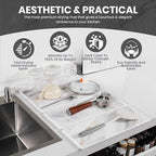 Dusk & Decor Folding Stone Dish Drying Mat – Quick-Drying Diatomaceous Earth Kitchen Mat for Counter – Foldable, Non-Slip Diatomite Sink Tray for Dishes and Utensils - White