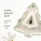 Spode Christmas Tree Chip and Dip Tree-Shaped Dish - 13-Inch Porcelain Holiday Serveware for Appetizers, Chips - Festive Ceramic Tableware - Dishwasher, Microwave, Freezer Safe