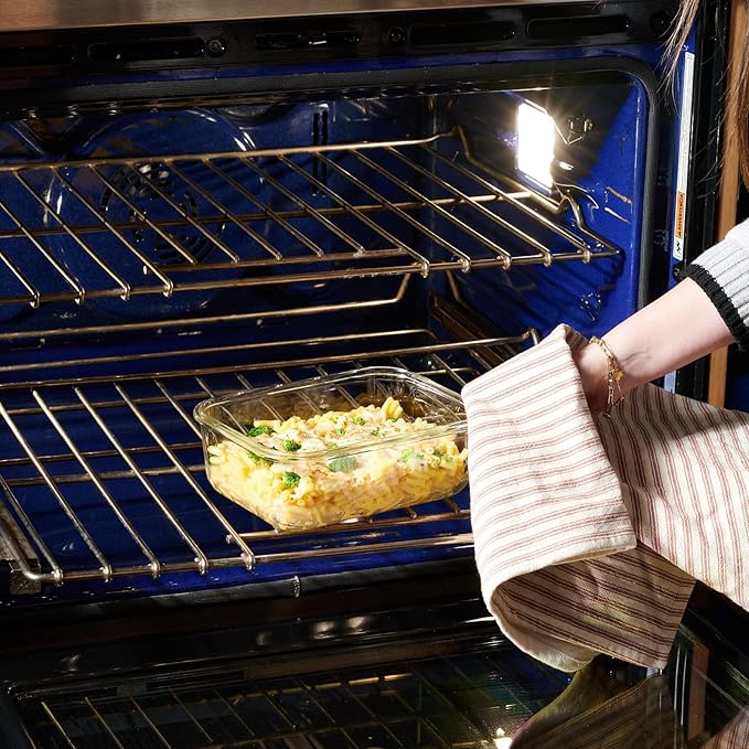 4pc Set of 8 Cup Large Glass Food Storage Containers with Lids - Airtight Meal Prep Container with Lid Lock - Freezer Microwave & Oven Safe Clear Lunch Bowl, Stackable Baking Pantry Organizer