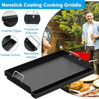 25" x 16.5" Nonstick Carbon Steel Griddle for Gas/Electric/Charcoal Grills, Universal Flat Top Griddle for Weber Charbroil Camp Chef, Griddle Plate with Grease Groove for Parties, Camping, Tailgating