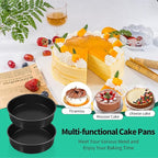 P&P CHEF Non-stick Cake Pan Set of 2, 9.5 Inch Round Baking Cake Pans Tins for Tier Smash Cakes, Non-Toxic & Solid, Stainless Steel Core & Leak-Proof, 2Pcs