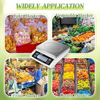 Large Digital Kitchen Scale 66LB 30kg Commercial Food Scale Stainless Bread Scale with LCD Display Commercial Weighing Devices for Baking Cooking(Silver)