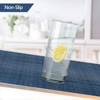 Navy Blue Placemats Set of 4 - Easy Clean Washable Vinyl Placemats - Wipeable Heat Resistant Table Mats for Dining Table - 17x12 Inch (Navy Blue, 4)