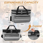 Double-Layer Slow Cooker Carrying Bag, Insulated Travel Carrier with Adjustable Band and Accessory Pocket, Portable Carrier Case for 6-8 Quart Crock, Compatible With Other Brands (Grey, Bag Only)
