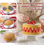 LIANYU 6 Inch Round Cake Pan, Stainless Steel Baking Layer Cake Pan Tin, Heavy Duty Metal Round Tier Baking Tins, 2In Tall, Oven & Dishwasher Safe