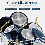 Gotham Steel Modern 11 Pc Ceramic Cookware Set, Elegantly Designed Pots and Pans Set Non Stick with Steamer, Induction Bottom, Premium Stay Cool Handles, Non Toxic PFOA Free, Oven & Dishwasher Safe