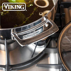 Viking 3-Ply Stainless Steel Stock Pot, 12 Quart Soup Cooking Pot with Lid, Kitchen Cookware, Dishwasher and Oven Safe, Induction Ready, Silver