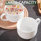 Chulan Large 25 oz Lightweight Fine Bone China Mugs, White Ceramic Soup Mugs,Over 45% Bone Content for Porcelain Soup, Latte, Milk, Coffee, Microwave Safe,Set of 4 Easy to Clean Moonlight Series