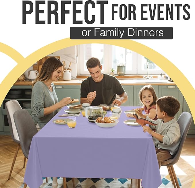 Exquisite 66% Thicker Premium Plastic Table Cloth Rectangle Table Cover 0.5 Mil 12 Pack Lavender Table Cloth 54 Inch x 108 Inch Disposable Tablecloth Won't Tear Easily Like Cheap Thin Brands