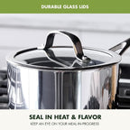 GreenPan Valencia Pro Stainless Steel 10 Piece Cookware Pots and Pans Set, Induction Suitable Mirrored Tri-Ply, Ceramic Nonstick PFAS-Free PFOA-Free Coating, Multi Clad, Dishwasher Oven & Broiler Safe