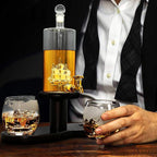 NutriChef Glass Whiskey Decanter - 780ml Barrel Whiskey Carafe Alcohol Decanter Set Glasses, Decanter w/ Spigot, Stopper & Base, For Brandy Wine Cognac Rum Gin Scotch Bourbon