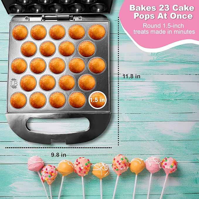 23 Cake Pop Maker Machine – Electric Non-Stick Baker, Fast Heating, Easy to Use for Kids, Birthdays, Parties, Snacks, Gifts, Fun Kitchen Gadget for Home & Restaurants, Makes 23 Cake Pops at Once