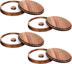 4 Pcs Margarita Salt Rimmer Set Glass Rimmer with Lid Home Bar Accessories Plate for Sugar Drinks Cocktails Bartender Tool Kit Party Restaurant, 5.9" Diameter (Acacia Wood)