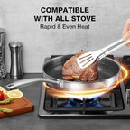 PekGema Nonstick Frying Pan 10 inch, Hybird Ceramic Frying Pan, Stainless Steel Skillet, Non-stick Oven-Safe Chef Pan, Induction Ready, PFOA PFAS FREE Cookware