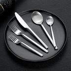 40-Piece Silver Silverware Set, Rectangular Flatware Set for 8, Matte Stainless Steel Cutlery Set, Food-Grade Utensils Set, for Home Kitchen Restaurant, Dishwasher Safe