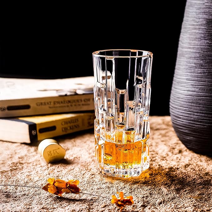 Highball Glasses Set of 6, Water Glasses, Collins Tall Beverage Cups Glassware for Drinks, Water, Beer, Soda, Cocktail 10 OZ