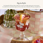 MACKENZIE-CHILDS Stemmed Wine Glass, Decorative Wine Glassware, 16 Ounces, Butterfly Hill