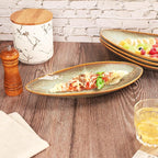 Ceramic Dinner Plates Set of 4, for Bread, Pasta, Salad, sushi - Microwave, Oven and Dishwasher Safe, Scratch Resistant durable Brown Brown reactive glaze