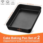 Herogo Rectangle Cake Pan Set of 2, 9 X 13 Inch Non-Stick Baking Pan for Oven, Stainless Steel Black Lasagna Brownies Casseroles Cakes Bakeware, Dishwasher Safe