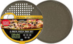 casaWare 2pc 12-inch Ultimate Pizza Pan Set, Nonstick, Ceramic Coated, (1) Solid, (1) Perforated (Silver Granite)