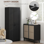 HOMCOM 63" 2-Door Kitchen Pantry, Freestanding Storage Cabinet with 5-Tier Shelving and 2 Adjustable Shelves for Dining Room, Black Wood Grain