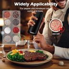 USB Rechargeable Salt and Pepper Grinder Set Electric Pepper Grinders Automatic Pepper Mills Salt Shaker Adjustable Coarseness Large Capacity One Hand Operation (BLACK)