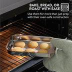 Navaris Breading Trays Set - Toaster Oven Pan - 3 Stainless Steel Trays for Food - Stainless Steel Tray for Bread Crumb Dishes Panko Schnitzel - Breading Tray for Fish and Meat