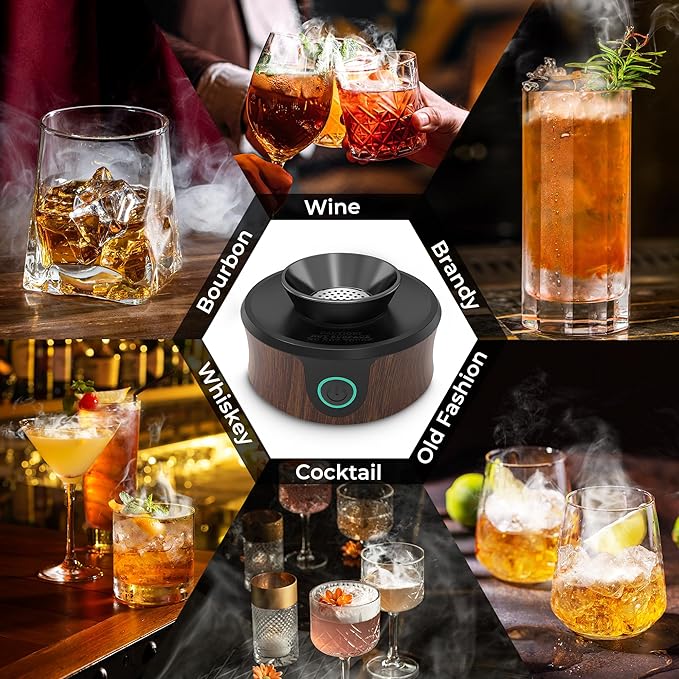 Electric Whiskey Smoker Kit with Torch, Best Whiskey Gifts for Men, 6 Wood Chips – Infuse Rich Smoky Flavors in Bourbon Old Fashioned & Cocktails, Birthday Gifts for Dad, Husband (Butane Not Included)