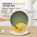 17 Piece Pots and Pans Set Non Stick, Nonstick Induction Granite Kitchen Cookware Sets, Induction Cookware Frying Pans, Nonstick Granite Cooking Set, Pan Sets for Cooking, Green