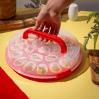 Classy Deviled Egg Carrier with Lid & Handles - Tray Platter for Holidays, Parties - Portable Container for 22 Eggs - Dishwasher-Friendly - Red