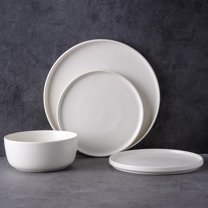 AmorArc Stoneware Cereal Bowls Set of 4, 26oz Soup Bowls Set for Cereal Soup Snacks, Modern Kitchen bowls for Meal, Dishwasher &Microwave Safe,Matte White