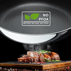 9.5" Non Stick Frying Pans, Hybrid Ceramic Stainless Steel Pan, Skillet with Stay-Cool Handle, Non Toxic, PFAS PFOA PTFE Free, Dishwasher & Oven Safe, Induction, Compatible with All Cooktops